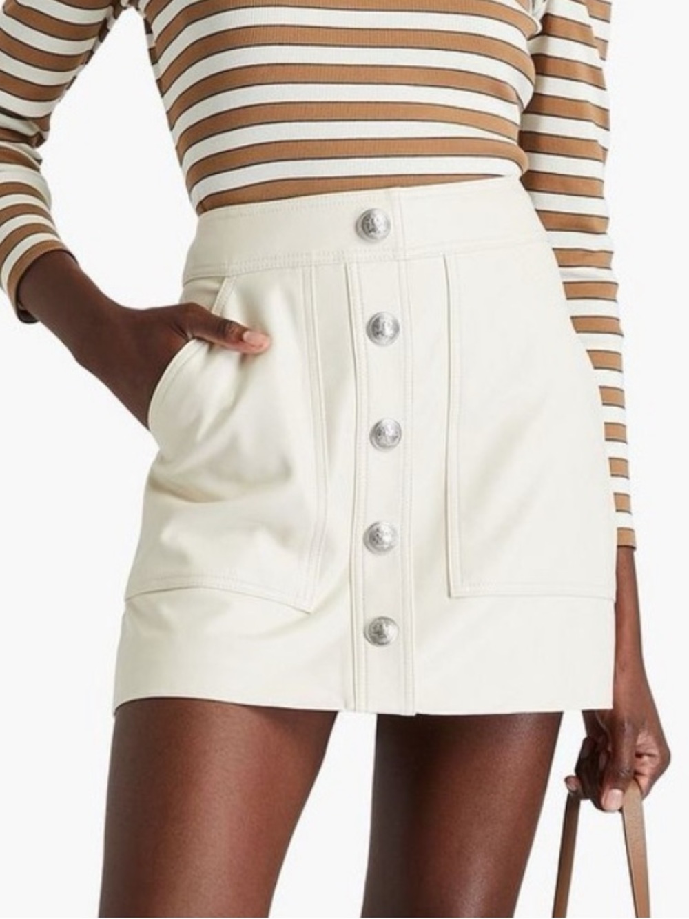 Veronica Beard Arez Faux Leather Vegan Mini Skirt - NWOT with Flaws Size 0